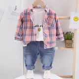 Осенняя тонкая хлопковая детская рубашка для мальчиков