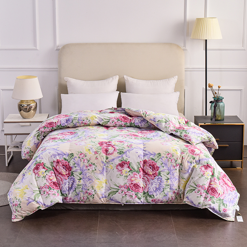 鸭绒被春秋被花卉图案