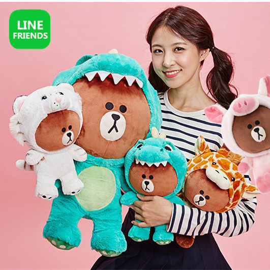 韩国正品line friends 布朗熊小猪恐龙毛绒公仔老虎娃娃玩偶玩具在类目 玩具/童车/益智/积木/模型, 毛绒布艺类玩具中 - 来自Buy2taobao.com提供专业的淘宝代购服务
