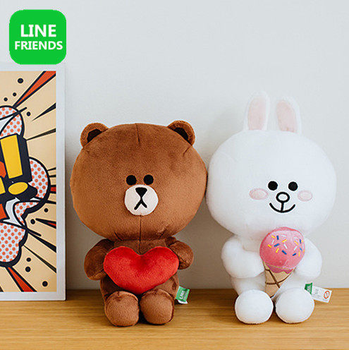韩国正品line friends 正版布朗熊爱心公仔 可妮兔 毛绒玩具玩偶在类目 玩具/童车/益智/积木/模型, 毛绒布艺类玩具中 - 来自Buy2taobao.com提供专业的淘宝代购服务