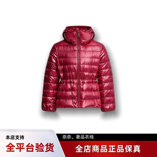 代购蒙口Fem女童连帽束腰短款羽绒服鹅绒夹克外套