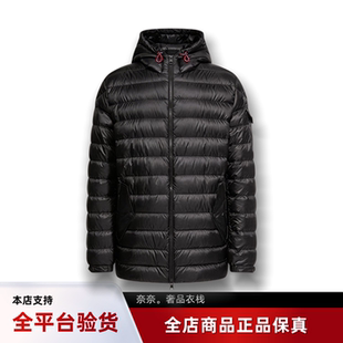 代购蒙口Oahu连帽条纹短款羽绒服鹅绒男款户外夹克外套派克大衣