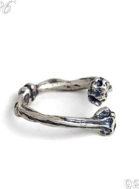 做旧骷髅骨头开口可调节复古戒指