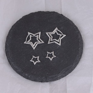 s925纯银五角星耳扣复古小中大号星星耳圈个性 耳骨圈耳饰潮