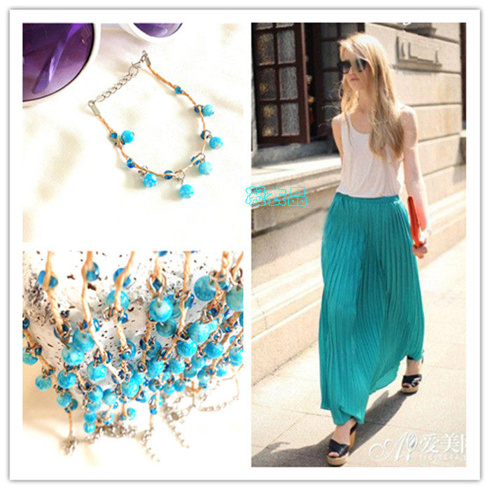 天蓝小葡萄编织手链 草绳手链手饰 梦幻爱情海系列转运招桃花