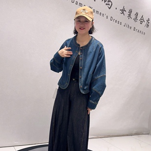 女装 洋气设计感牛仔外套加大码 弯刀袖 26310天骄一生水初夏新品
