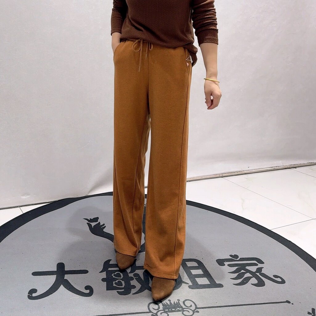 5056芮娜依莲初冬新品厚实面料松紧腰显瘦窄版拖地裤加大码女裤