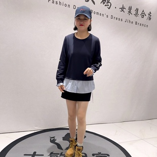 加大码 1180女权贵族春款 撞色减龄衫 天丝罗马面料设计感衣袖 新品