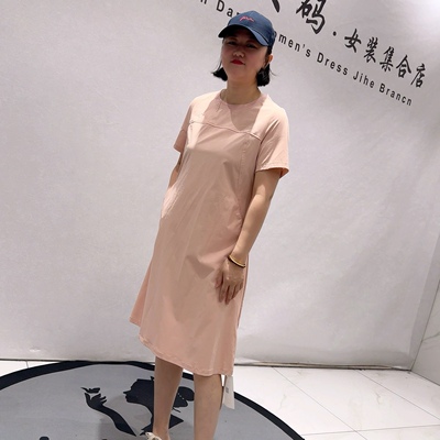 26035天骄一生水初夏新品速干面料两侧带兜显瘦连衣裙加大码女装