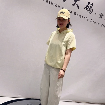 26273天骄一生水初夏新品速干面料可抽绳四面弹短袖帽衫加大码