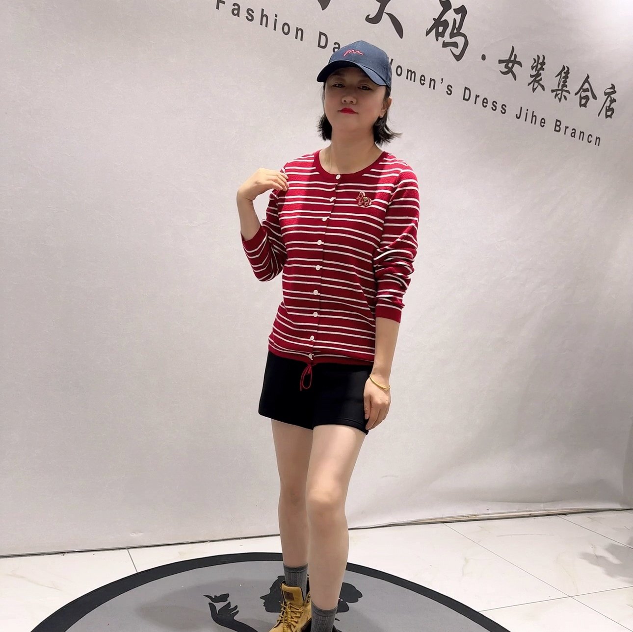 1711芮娜依莲年货春款新品底部可抽绳显瘦条纹针织开衫加大码女装,女装/女士精品,大码内搭,淘宝优惠券,粉丝福利购,淘宝优惠卷