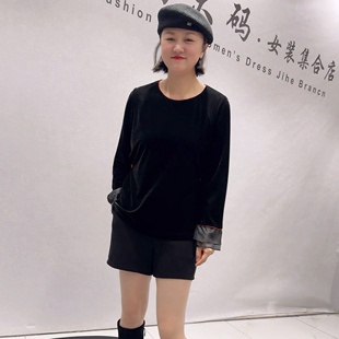 1592女权贵族年货春款新品简洁大方高级感女人味上衣植绒衫加大码