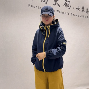 7266芮娜依莲初冬新品底边可抽绳户外风连帽棉服外套加大码女装