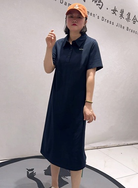 3401蓝鲸之吻夏款新品舒适透气简约时尚休闲polo连衣裙加大码女装