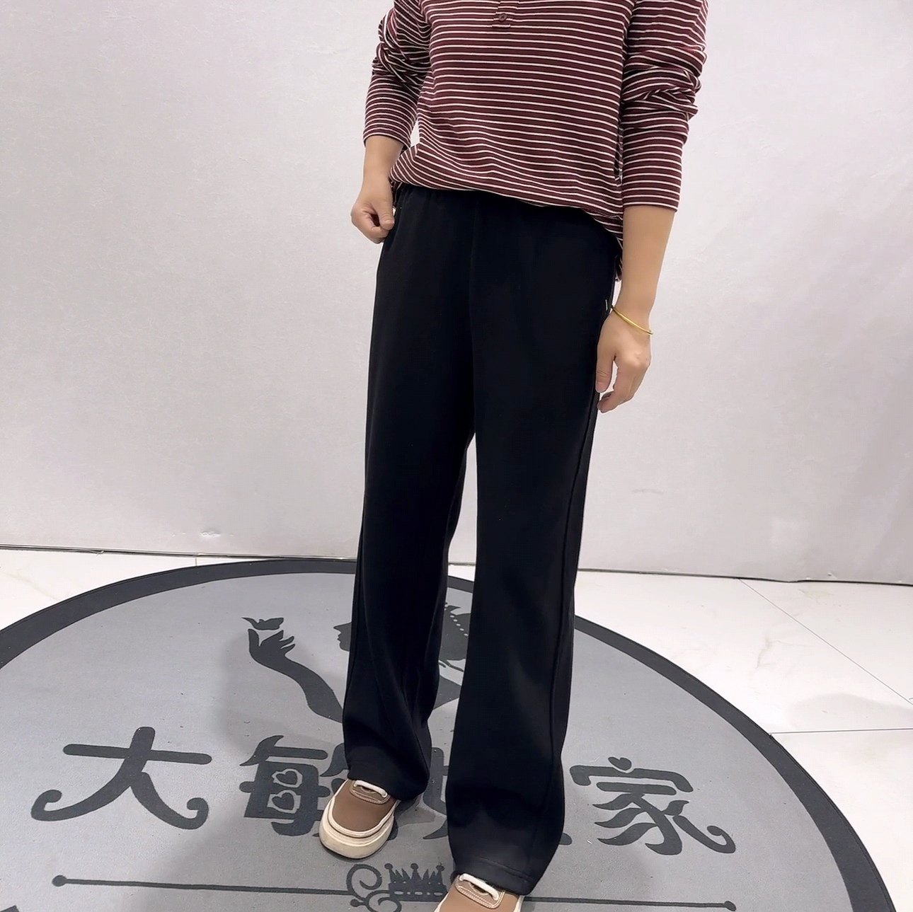 5163针丝缘子汇冬款新品窄版松紧腰厚实毛呢料拖地裤加大码女裤,女装/女士精品,卫裤,淘宝优惠券,粉丝福利购,淘宝优惠卷