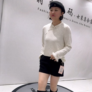 女装 5561芮娜依莲春款 加大码 凤尾花图案女人味国风盘扣气质衫 新品