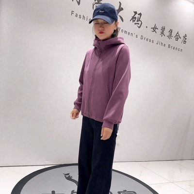 25868天骄一生水秋款新品连帽舒适减龄拉链遮肉卫衣外套大码女装