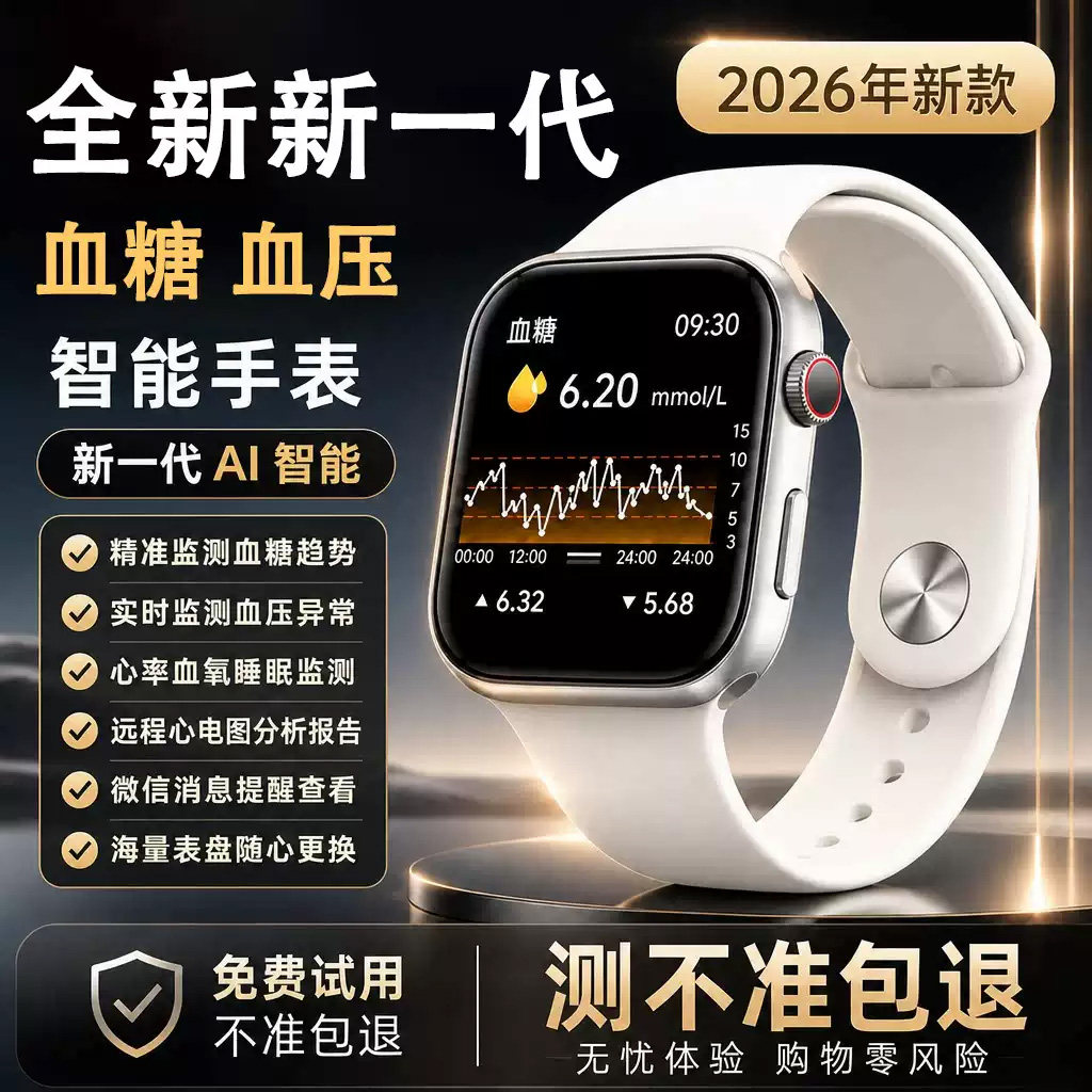 血糖尿酸血脂智能手表不准包退