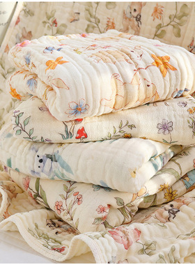 婴儿纱布浴巾六层竹棉宝宝盖毯四季通用柔软吸水儿童大尺寸洗澡