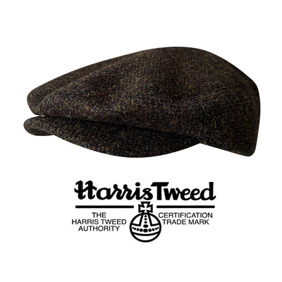 100%纯羊毛哈里斯咖色鸭舌帽秋冬保暖前进帽HarrisTweed复古帽子