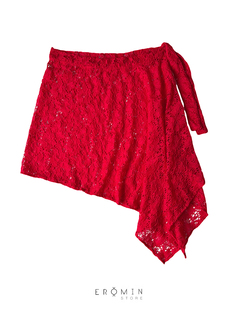 红色蕾丝屁帘镂空跑步遮屁帘叠穿氛围感纱裙系带围裙半身裙裙帘