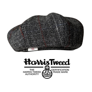 HarrisTweed秋冬显脸小灰色格子贝雷帽100%纯羊毛哈里斯八角帽女