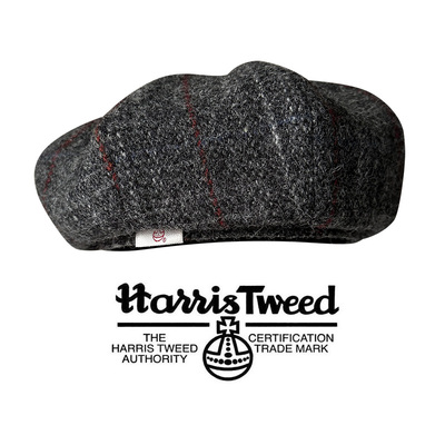 HarrisTweed秋冬显脸小灰色格子贝雷帽100%纯羊毛哈里斯八角帽女