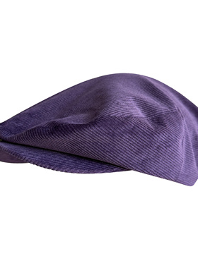 灯芯绒紫色鸭舌帽子英伦复古暗扣款前进帽时尚百搭手工纯色报童帽
