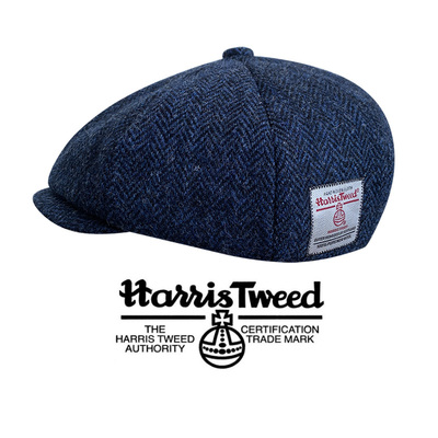 纯羊毛哈里斯秋冬蓝色八角帽