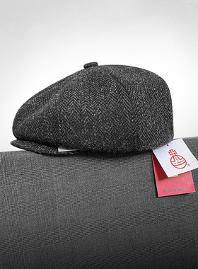 harris英国男帽保暖画家帽英伦贝雷帽圆顶前进帽哈里斯毛呢报童帽