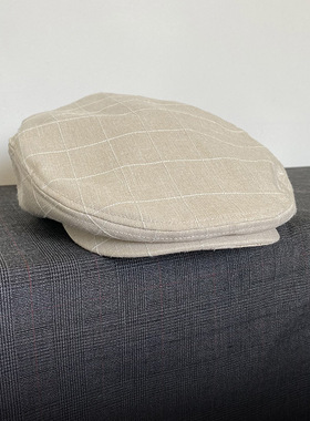 stetson夏季透气棉帽子男士鸭舌帽休闲百搭男女格子平顶帽报童帽