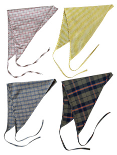 小清新黄色格子三角头巾女夏天时尚发巾法式包头帽子复古田园方巾