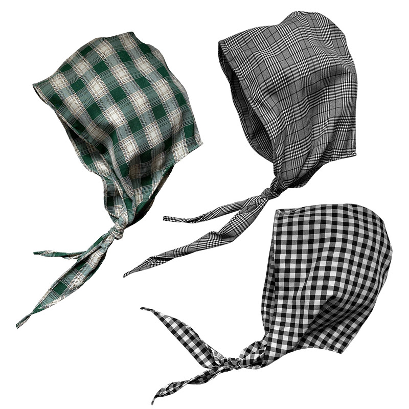 头巾帽子休闲通用格纹帽子