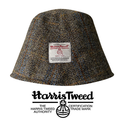 100%纯羊毛哈里斯秋冬水桶帽HarrisTweed复古百搭渔夫帽子女冷帽