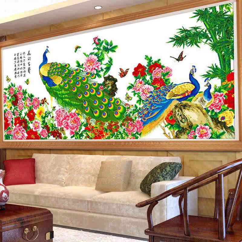 小娥姐姐新中式客厅花卉孔雀中格