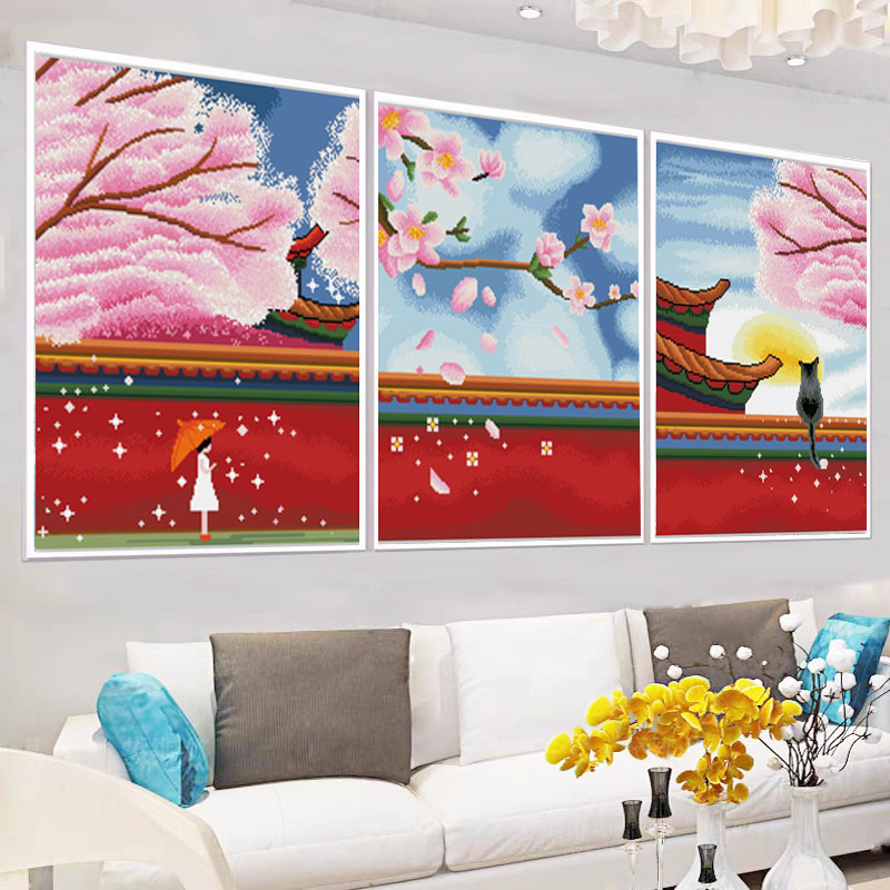 小娥姐姐现代客厅故宫春色十字绣