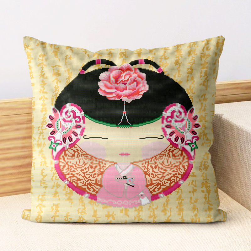 小娥姐姐新中式沙发卡通抱枕满绣