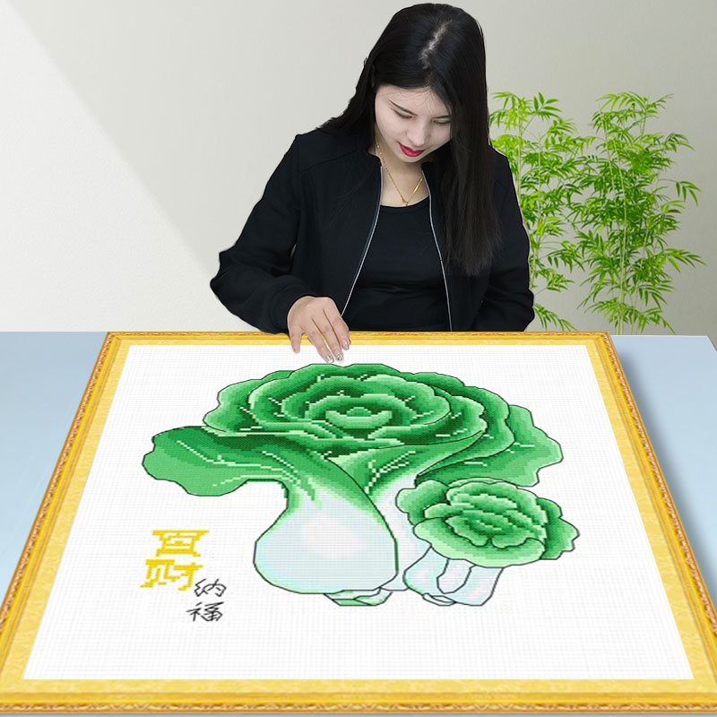 百财纳福十字绣2025新款线绣客厅自己绣高级纳福白菜生意兴隆小件