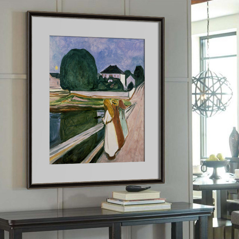 私享家|世界名画大师作品 爱德华.蒙克 《桥上的女孩》原版进口画