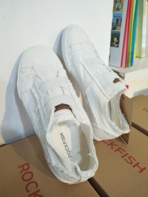 正品Rockfish瑕疵款春夏帆布鞋女款一脚蹬懒人鞋文艺乞丐小白鞋