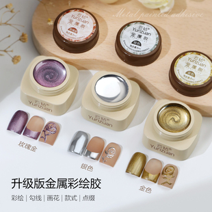 金银色光疗指甲油 罐装 新款 镜面金属胶美甲勾边拉线彩绘甲油胶日式