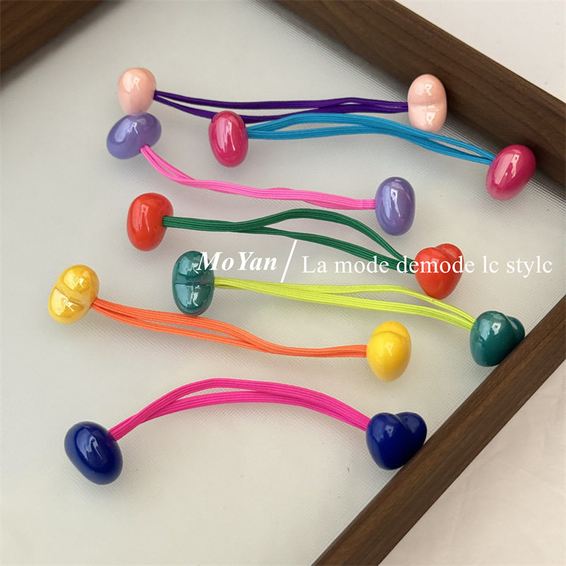 韩版糖果色不伤发高弹力橡皮筋彩色两头爱心扎头绳百搭绑发绳皮套