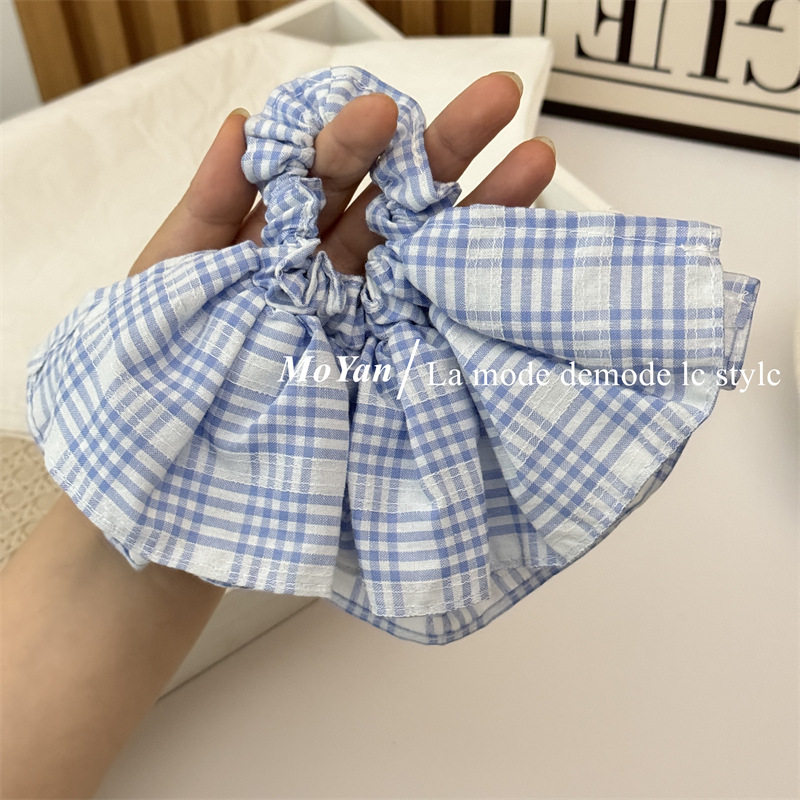 韩版海盐蓝黄油格裙摆发圈高级感格纹发绳甜美气质扎头绳百搭头花,饰品/流行首饰/时尚饰品新,发饰,淘宝优惠券,粉丝福利购,淘宝优惠卷