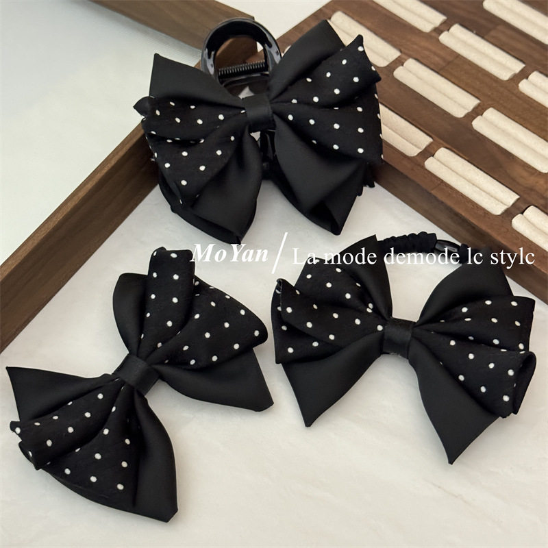 韩版拼色波点缎面蝴蝶结发夹女时尚气质抓夹后脑勺盘发卡发圈发绳,饰品/流行首饰/时尚饰品新,发饰,淘宝优惠券,粉丝福利购,淘宝优惠卷