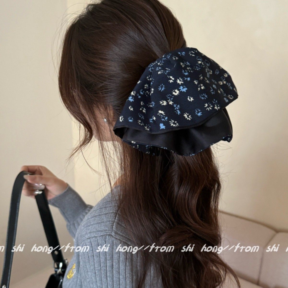 韩版藏青碎花气质布艺马尾夹高级感裙摆马尾夹百搭时尚半扎发抓夹,饰品/流行首饰/时尚饰品新,发饰,淘宝优惠券,粉丝福利购,淘宝优惠卷