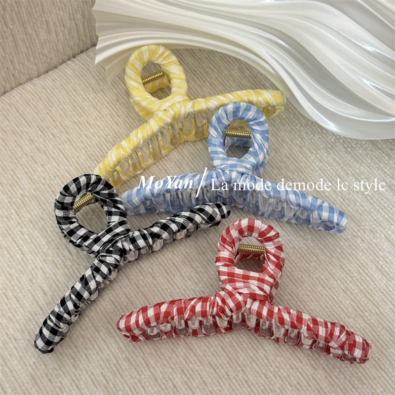 夏季新款甜美格纹布艺抓夹网红后脑勺发夹简约百搭发抓森系鲨鱼夹,饰品/流行首饰/时尚饰品新,发饰,淘宝优惠券,粉丝福利购,淘宝优惠卷