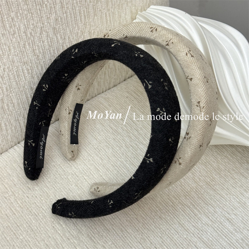秋冬针织小碎花海绵发箍高级感复古外出压发发卡气质高颅顶头箍女