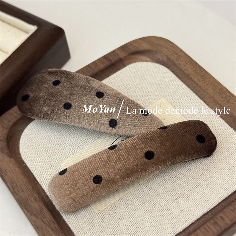 韩版小香波点丝绒发夹复古网红刘海夹秋冬侧边夹碎发BB夹气质发卡,饰品/流行首饰/时尚饰品新,发饰,淘宝优惠券,粉丝福利购,淘宝优惠卷