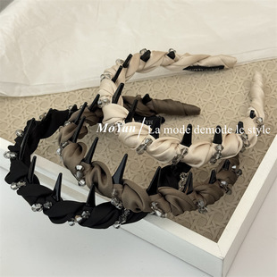 韩版缎面水晶麻花辫子发箍复古气质洗脸压发卡高级感带齿防滑头箍