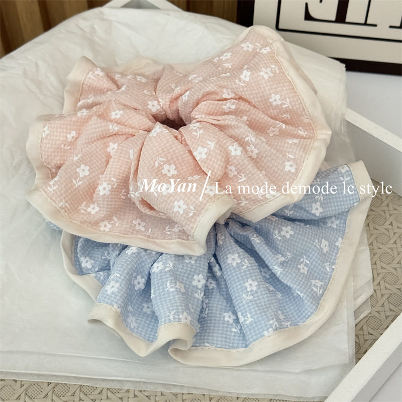 韩版奶油色碎花格子大肠发圈简约丸子头发绳清新百搭马尾气质头绳,饰品/流行首饰/时尚饰品新,发饰,淘宝优惠券,粉丝福利购,淘宝优惠卷